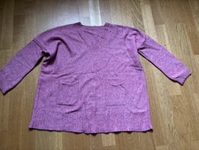 Kastenpullover, One Size, Rosa, V-Ausschnitt, Taschen
