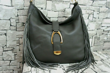 GILI DAMEN ECHT LEDER HAND FREIZEIT SCHULTER TASCHE LANGE FRANSEN GRAU