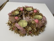 Adventskranz Gold Zapfen Rosa 