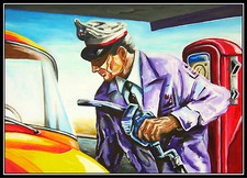 Volker Welz Kunstdruck Esso Tankwart Tankstelle Zapfsäule Benzin Öl DKW Oldtimer