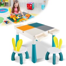 Kindersitzgruppe Kindermöbel Set Kindertisch Spieltisch Bausteinen mit 2 Stühle