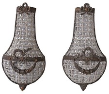 Zwei Wandappliken Wandlampe Wandleuchte Lüster Paar Wandlüster antik Leuchte