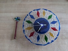 Vintage Design Wanduhr aus Fusing-Glas (80er/90er) | Unikat | Hermle-Werk | SET