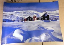 Poster 50x70 Schweden Norwegen Finnland Schnee Haus Winter Sonne Berge