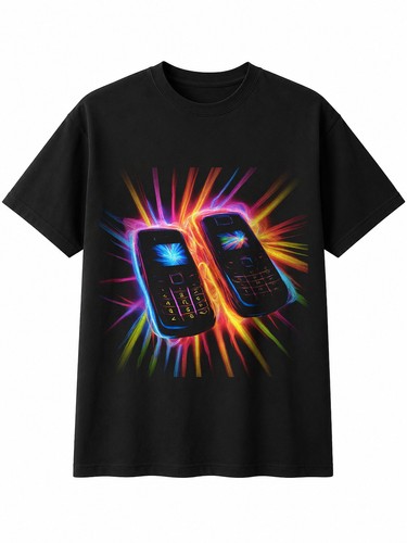 Neon flip phone sunbeams - phone, retro