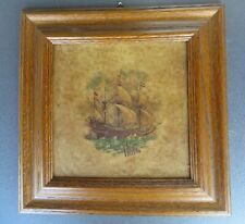 Keramik Bild im Holzrahmen mit Segelschiff - Kachel - Fliese - Motiv 1