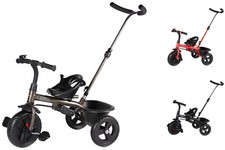 Kinderdreirad Dreirad Trio mit Schiebestange, Korb in drei Farben, Rad Clamaro