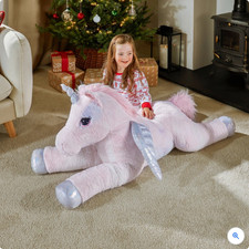 XXL Rosa Riesen Einhorn Plüsch Kuscheltier Plüscheinhorn mit Flügeln 120cm NEU