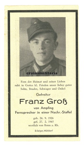 Orig sterbebild grenadier - sterbebild, +