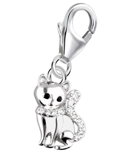 Charm anhänger silber katze - anhänger,