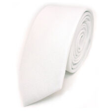 Schmale Designer Krawatte weiss Uni mit aufgerauhter Oberfläche - Schlips