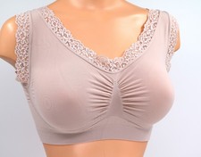 ♥Schlankstütz Softes-Bustier Gr. XXL 50/52 Sandelholz *Spitzenbesatz* SK1♥