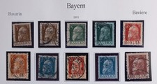 Bayern 1911 Luitpold Sammlung gestempelt – 19 Marken, Dubletten, 1M, 50Pf