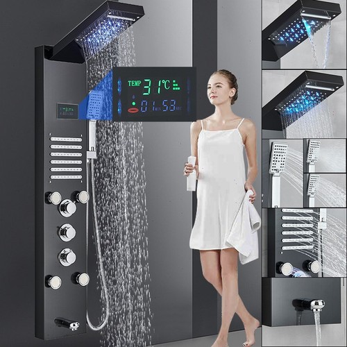 Led schwarz duschpaneel - led,