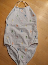 ❤️POLO RALPH LAUREN Badeanzug Schiffli 313751718001 Weiß Gr.8 (Gr.140) wNEU ❤️