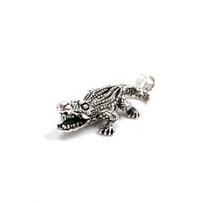 4.4cm Silber Krokodil 925 Sterling Silber Figur Alligator Miniaturfigur Anhänger