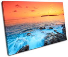 Sunset Seascape Beach Rocks