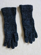 Strickhandschuhe für Damen oder Mädchen, schwarz mit Glitzer, Gr. S