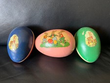 3 Sehr alte Pappmache Eier Ostereier 1930 Candy Container