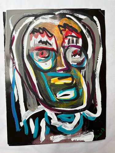 Mann portrait acryl papier - portrait, acryl/papier