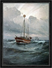 The lightship at Skagen Reef Carl Locher Dänemark Licht Meer Schiff Faks_B 00987