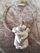 süßer Schlüssel-Anhänger Schutzengel mit Herz aus Metall massiv silberfarben