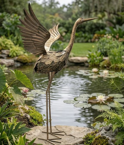 Gartendeko fischreiher metal - gartendeko,