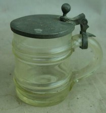 antiker kleiner Glaskrug evtl. Weinkrug mit Zinndeckel