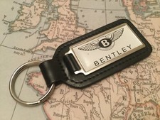 Bentley Weiß Qualität Schwarz Echtes Leder Schlüsselring Rechteckig