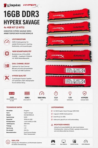 16gb kingston hyper x - 16gb,