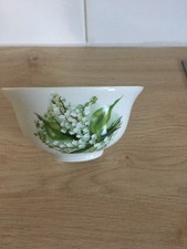 3 er Set Müsli-Schalen, 14 x 7,2 cm, Porzellan, weiß/ grün, Maiglöckchen