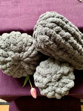 Kuscheliges Wohn Set,dicke Chenille Wolle,incl.Kranz und Glas,5 Teilig