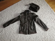 Rock Rebel Rockige Damen Kunstleder Jacke m. Kapuze Braun Biker Festival Gr.L