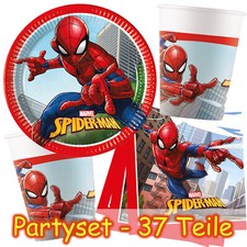 SPIDERMAN PARTY SET - 37tlg Kindergeburtstag Kinder Geburtstag Deko Dekoset 