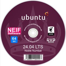 Linux Ubuntu 24.04 LTS "Noble Numbat" Deutsch auf DVD oder USB-Stick NEU 2024