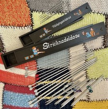 2 Holz Boxen zum Aufbewahren für Stricknadeln+ Häkelnadel  und div. Nadeln