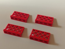 LEGO 4x Zäune Zaun Gartenzaun Gitter Rot Alt - Haus Garten City - 3185