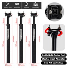 MTB Fahrrad Sattelstütze Gefedert 27,2/30,9/31,6mm Alu Sattelstange Schwarz