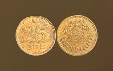 E, Münze, Coin, Umlaufgeld, Dänemark, Danmark, 25 Öre, 1995
