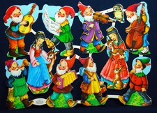 Glanzbilder, Oblaten,  Bogen mit Nr. 98-77   Logo  "Krüger"  Märchen Vintage