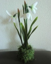 Schneeglöckchen 24 cm Weiß • künstliche Kunstblume mit Grasballen •Frühling Deko