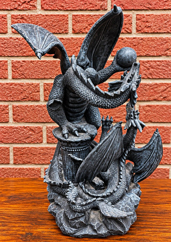 Fantasy drachenfigur grau - drachenfigur, –