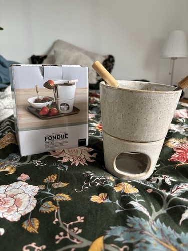 Keramik schoko fondue set - schoko,