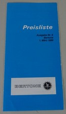 Preisliste | Fiat / Bertone Super Cabrio + X 1/9 | Stand 03/1986
