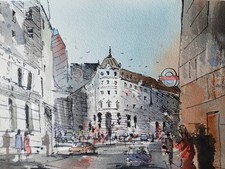 London City Szene Aquarell
