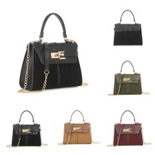 Damen-Umhängetasche mit durchgehender Klappe Kuriertasche Damen-Schultertasche hinten Reißverschlussfach