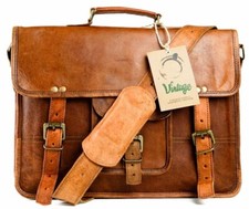 Vintage Echtleder Umhängetasche Schultertasche Messenger Laptop Aktentasche f...