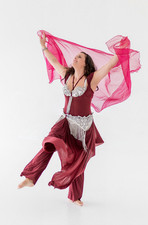 Raffiniertes BAUCHTANZKOSTÜM silber rot | Auftrittskostüm Bauchtanz | gebraucht