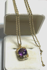 333 Gold 8 K FBM solide 46 cm Ankerkette mit Amethyst Ø 10 mm Anhänger klassisch