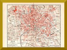 Rom +historischer Stadtplan 1885+ Roma,Vatikan,Palatin,Colosseum,Forum Romanum